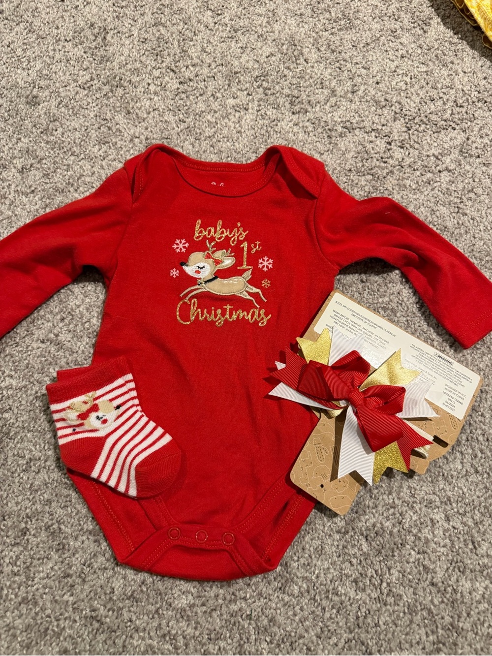 Red 'Baby's 1st Christmas' Holiday One-Piece